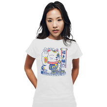 Load image into Gallery viewer, Shirts Fitted Shirts, Woman / Small / White Lucky Cat Coffee Shop

