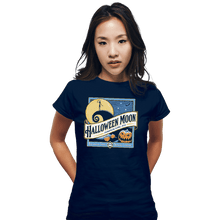 Load image into Gallery viewer, Shirts Fitted Shirts, Woman / Small / Navy Halloween Moon
