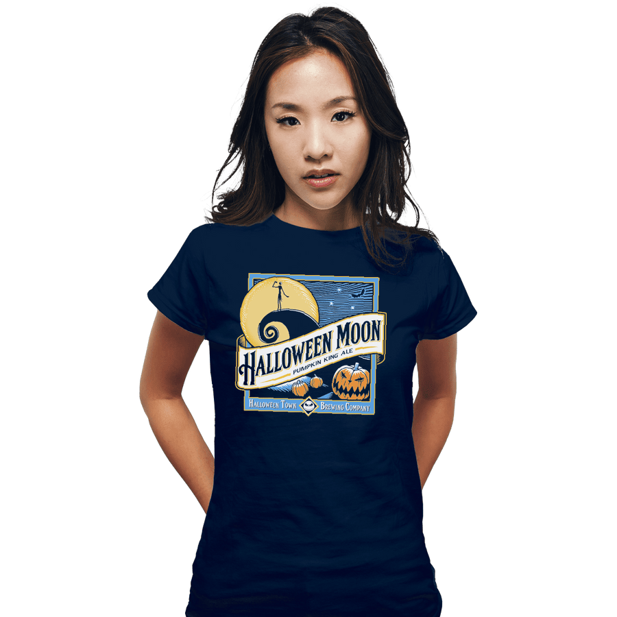 Shirts Fitted Shirts, Woman / Small / Navy Halloween Moon