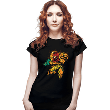 Load image into Gallery viewer, Shirts Fitted Shirts, Woman / Small / Black Metroid - Galactic Bounty Hunter

