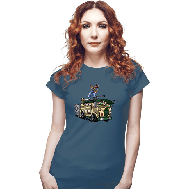 Daily_Deal_Shirts Fitted Shirts, Woman / Small / Indigo Blue Surfing In The Turtle Van