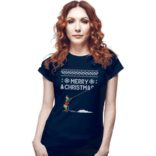 Load image into Gallery viewer, Shirts Fitted Shirts, Woman / Small / Navy Stealing Christmas
