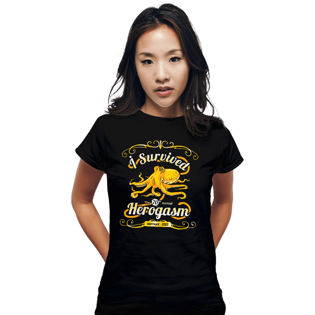 Daily_Deal_Shirts Fitted Shirts, Woman / Small / Black I Survived The Hero Gathering