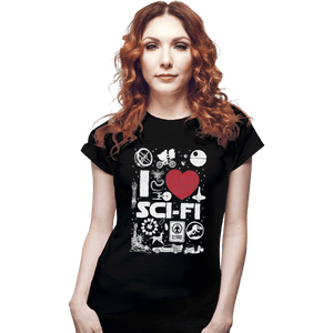 Shirts Fitted Shirts, Woman / Small / Black I Love Sci-Fi