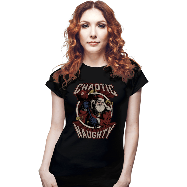 Shirts Fitted Shirts, Woman / Small / Black Chaotic Naughy Santa
