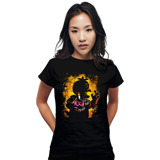 Daily_Deal_Shirts Fitted Shirts, Woman / Small / Black The Animatronic Chicken