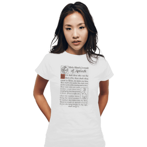 Shirts Fitted Shirts, Woman / Small / White Holy Hand Grenade Script