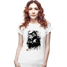 Load image into Gallery viewer, Daily_Deal_Shirts Fitted Shirts, Woman / Small / White Trooper In The Forest Sumi-e
