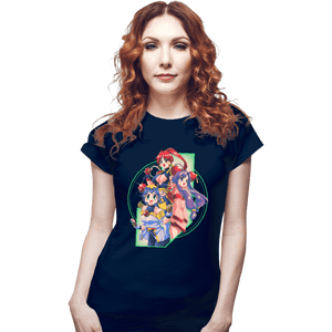 Daily_Deal_Shirts Fitted Shirts, Woman / Small / Navy Robot Hearts