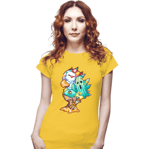 Shirts Fitted Shirts, Woman / Small / White Magical Silhouettes - Chocobo