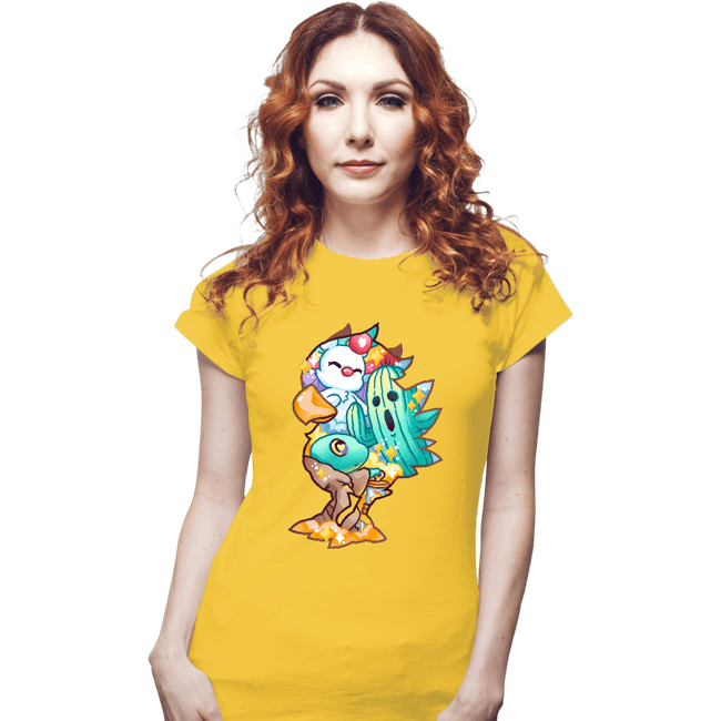 Shirts Fitted Shirts, Woman / Small / White Magical Silhouettes - Chocobo