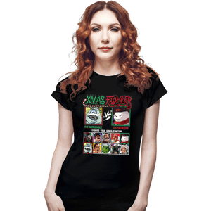 Daily_Deal_Shirts Fitted Shirts, Woman / Small / Black Xmas Fighter