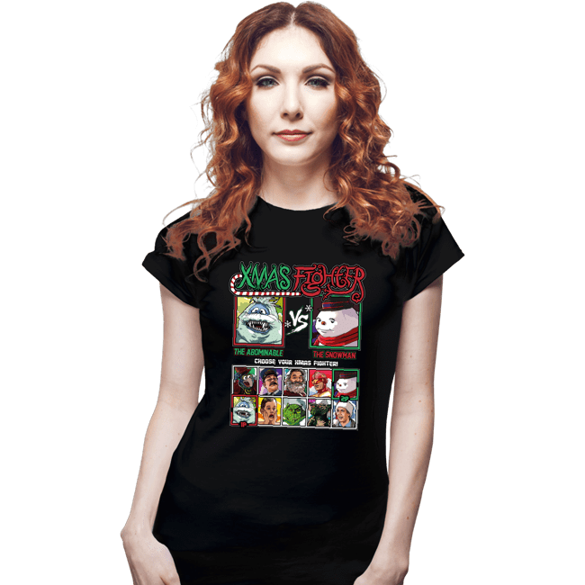 Daily_Deal_Shirts Fitted Shirts, Woman / Small / Black Xmas Fighter