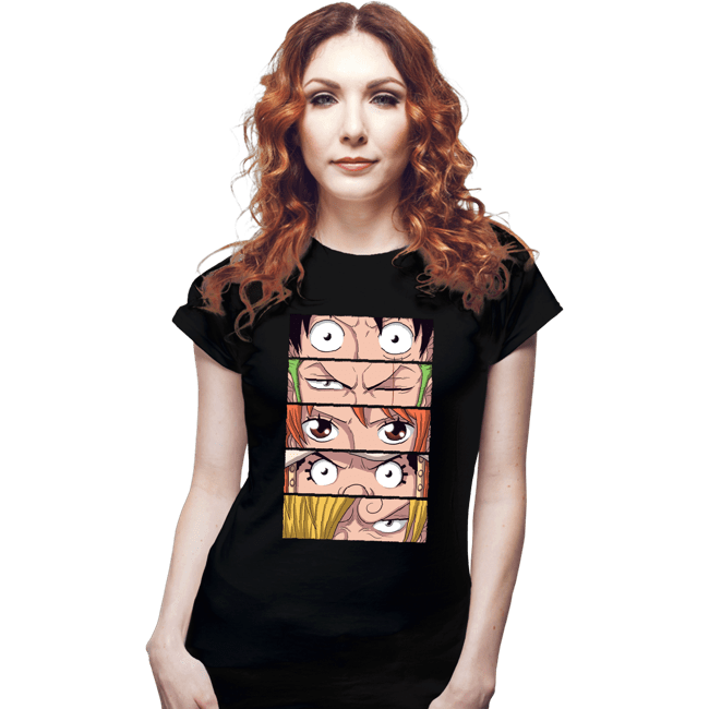 Daily_Deal_Shirts Fitted Shirts, Woman / Small / Black Straw Hat Eyes