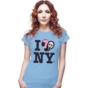 Daily_Deal_Shirts Fitted Shirts, Woman / Small / Powder Blue Ghostface Loves NY