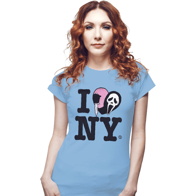 Daily_Deal_Shirts Fitted Shirts, Woman / Small / Powder Blue Ghostface Loves NY