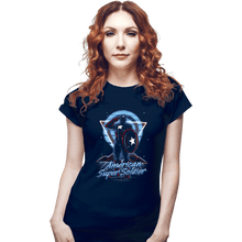 Load image into Gallery viewer, Shirts Fitted Shirts, Woman / Small / Navy Retro American Super Soldier
