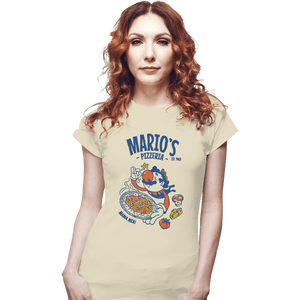 Daily_Deal_Shirts Fitted Shirts, Woman / Small / White Mario's Pizzeria