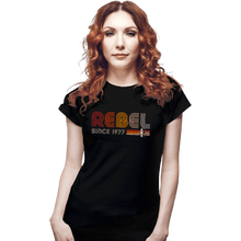 Load image into Gallery viewer, Daily_Deal_Shirts Fitted Shirts, Woman / Small / Black Rebel Since 1977
