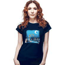 Load image into Gallery viewer, Daily_Deal_Shirts Fitted Shirts, Woman / Small / Navy Fighting Evil By Moonlight
