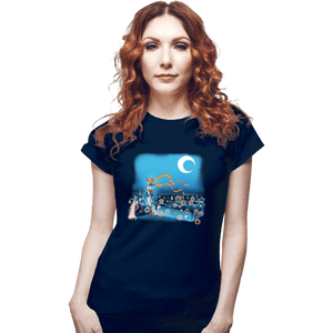 Daily_Deal_Shirts Fitted Shirts, Woman / Small / Navy Fighting Evil By Moonlight