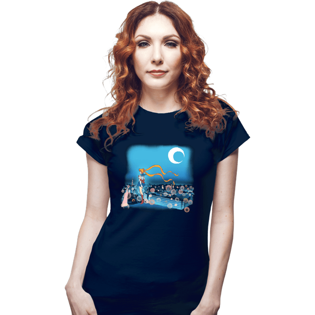 Daily_Deal_Shirts Fitted Shirts, Woman / Small / Navy Fighting Evil By Moonlight
