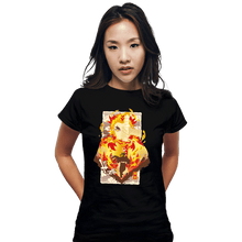 Load image into Gallery viewer, Shirts Fitted Shirts, Woman / Small / Black Flame Kyojuro

