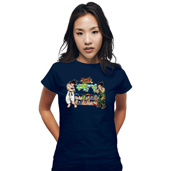 Daily_Deal_Shirts Fitted Shirts, Woman / Small / Navy Dragon Fighter