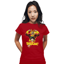 Load image into Gallery viewer, Shirts Fitted Shirts, Woman / Small / Red SHAZAM
