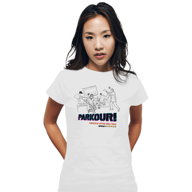 Daily_Deal_Shirts Fitted Shirts, Woman / Small / White Parkour!