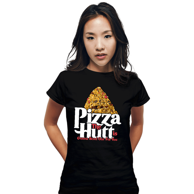 Daily_Deal_Shirts Fitted Shirts, Woman / Small / Black Pizza Sends Out