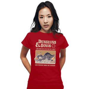 Daily_Deal_Shirts Fitted Shirts, Woman / Small / Red Dungeons And Dinos