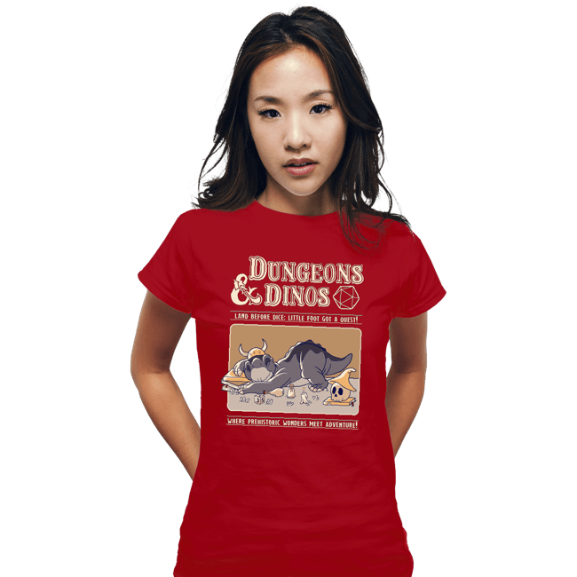 Daily_Deal_Shirts Fitted Shirts, Woman / Small / Red Dungeons And Dinos