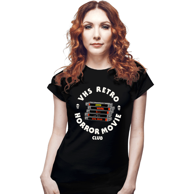 Secret_Shirts Fitted Shirts, Woman / Small / Black VHS RETRO HORROR MOVIE CLUB