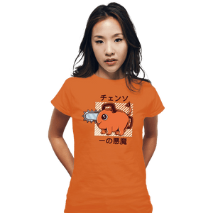 Shirts Fitted Shirts, Woman / Small / Orange Cute Devil Dog Big Size