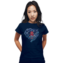 Load image into Gallery viewer, Shirts Fitted Shirts, Woman / Small / Navy Sea Heart
