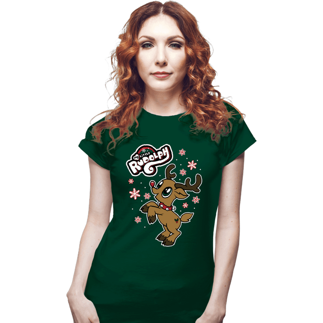 Daily_Deal_Shirts Fitted Shirts, Woman / Small / Irish Green My Little Rudolph