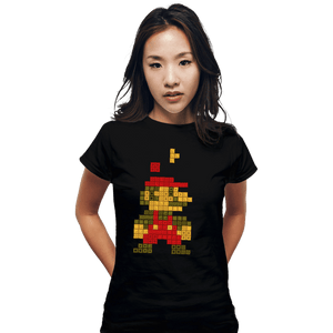 Daily_Deal_Shirts Fitted Shirts, Woman / Small / Black Retro Puzzle