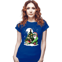 Load image into Gallery viewer, Daily_Deal_Shirts Fitted Shirts, Woman / Small / Royal Blue Puny God Christmas
