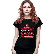 Load image into Gallery viewer, Secret_Shirts Fitted Shirts, Woman / Small / Black Emergency Number
