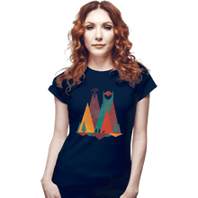 Load image into Gallery viewer, Shirts Fitted Shirts, Woman / Small / Navy Geometric Middle Earth

