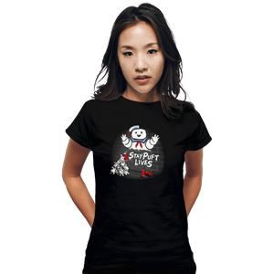 Daily_Deal_Shirts Fitted Shirts, Woman / Small / Black Stay Puft Lives