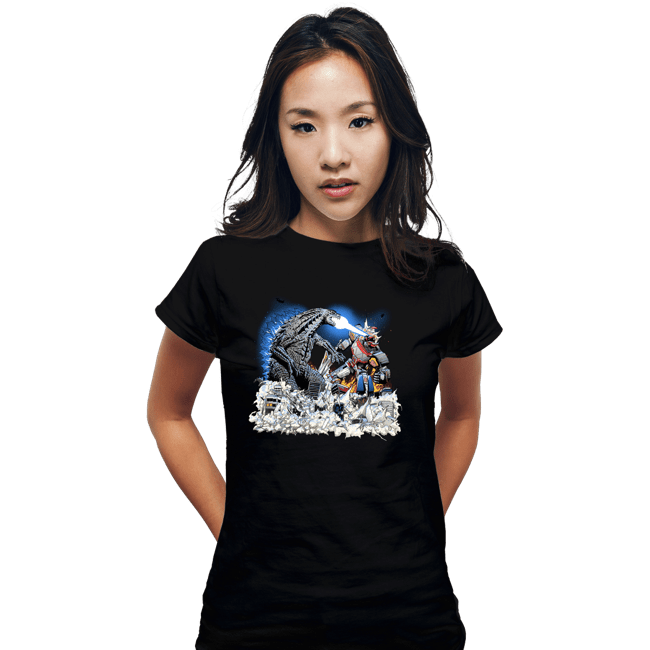 Secret_Shirts Fitted Shirts, Woman / Small / Black Godzilla V Megazord