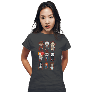 Daily_Deal_Shirts Fitted Shirts, Woman / Small / Charcoal Chibi Horror