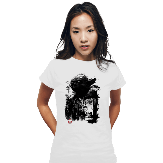 Daily_Deal_Shirts Fitted Shirts, Woman / Small / White The Master In The Swamp Sumi-e