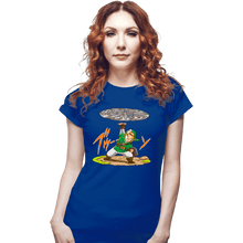 Load image into Gallery viewer, Daily_Deal_Shirts Fitted Shirts, Woman / Small / Royal Blue Destructo Sword
