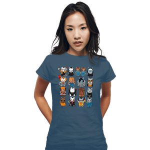 Secret_Shirts Fitted Shirts, Woman / Small / Indigo Blue Horror Kitties