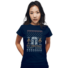 Load image into Gallery viewer, Shirts Fitted Shirts, Woman / Small / Navy Mandalorian Christmas
