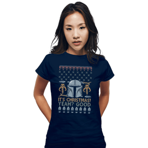 Shirts Fitted Shirts, Woman / Small / Navy Mandalorian Christmas