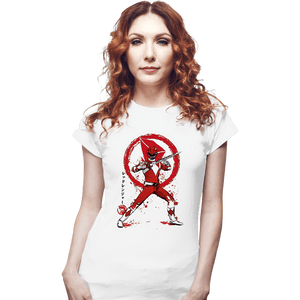 Daily_Deal_Shirts Fitted Shirts, Woman / Small / White Red Ranger Sumi-e